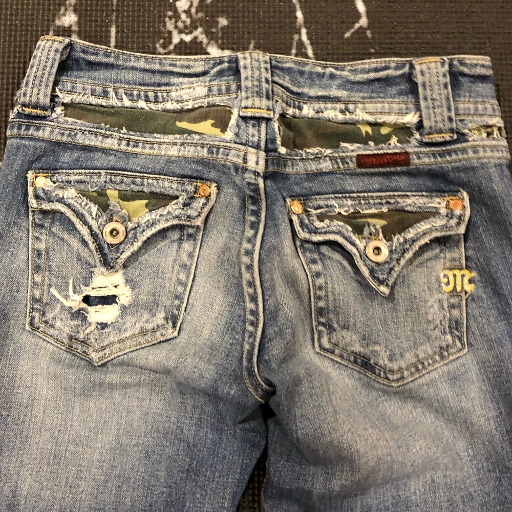 denim camo detail jeans